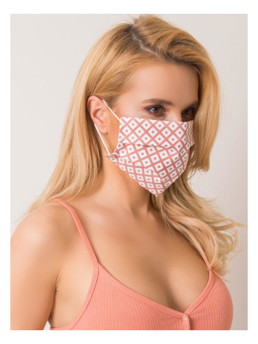 Dusty pink protective mask with geometric patterns