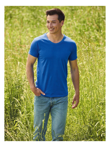 Blue Men's T-shirt Iconic V-Neck Fruit of the Loom