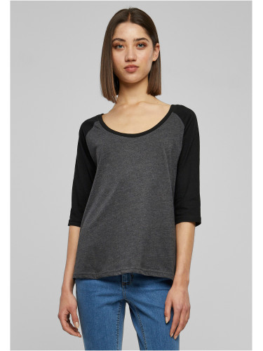 Women's 3/4 contrasting raglan t-shirt charcoal/black