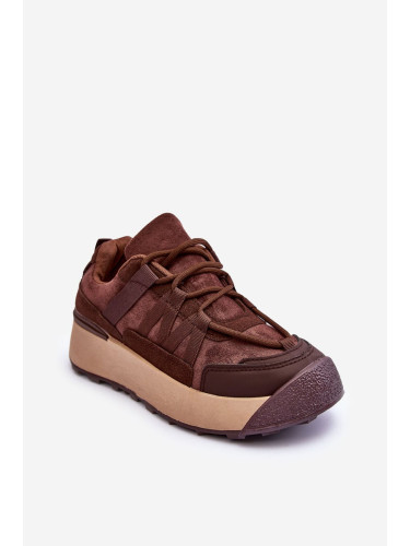 Women's suede sports shoes on the Brown Rohan platform