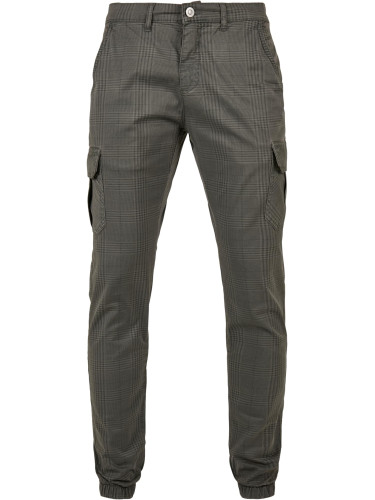 AOP Glencheck Cargo Jog Pants Dark Grey