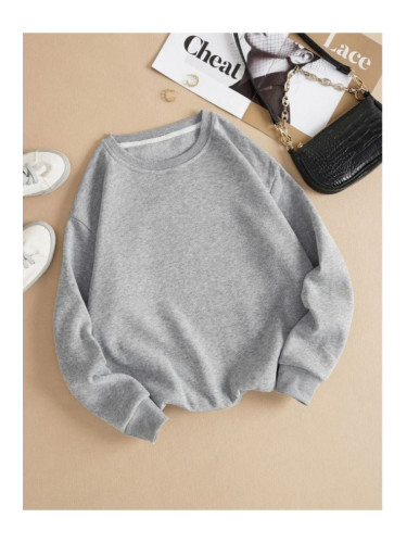 Know Women's Gray Plain Crewneck Sweatshirt