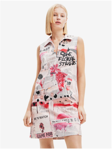 Pink and White Women Patterned Dress Desigual Loa - Women