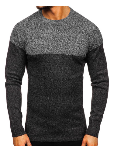 Elegant men's sweater H1809 - dark grey,