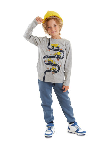 Denokids Construction Machinery Boy Long Sleeve T-shirt Trousers Set