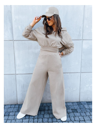 Women's set of wide trousers and sweatshirt MINALIA beige Dstreet