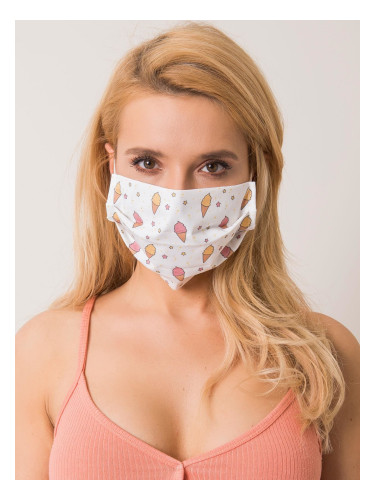 White cotton mask with print