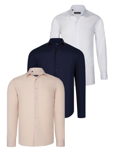 TRIPLE SET G726 DEWBERRY SHIRT-NAVY BLUE-WHITE-BEIGE