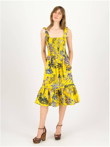 Yellow Women's Floral Dress Blutsgeschwister Seaside Picknick Love