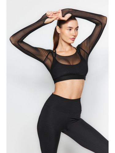 Trendyol Knitted Sports Bra and Tulle Top/Blouse Combined 2 Layers Knitted Sports Top/Blouse