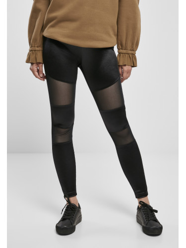 Women's Shiny Tech Mesh Leggings - Black