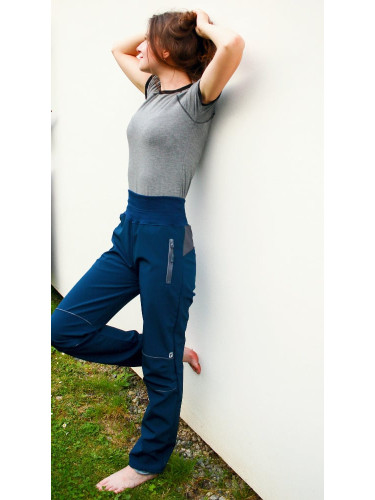 Women's softshell trousers with fleece / dark blue-grey