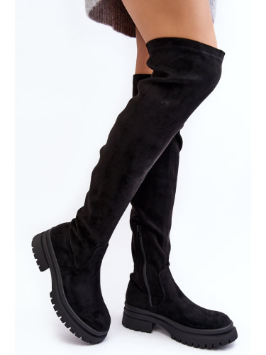 Women's Over-the-Knee Flat Boots - Black Silune