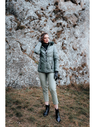 Trendyol каки морков тъкани отпред закопчана изкуствена кожа панталони