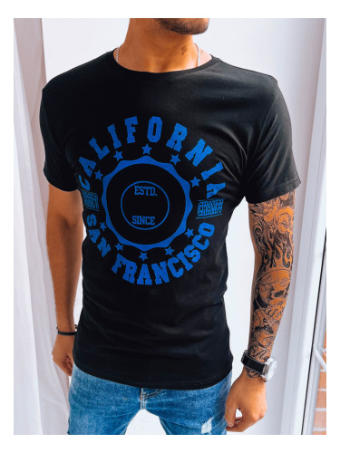 T-shirt męski z nadrukiem czarny Dstreet