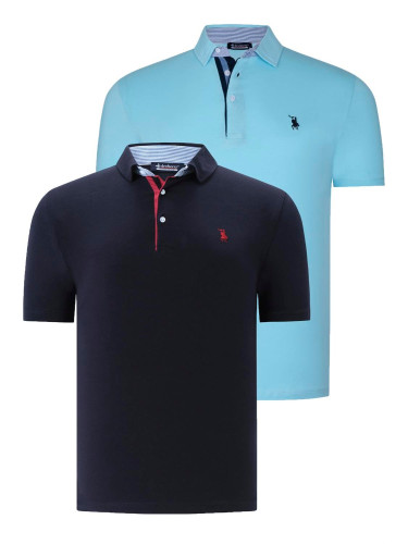 DUAL SET T8582 DEWBERRY MENS T-SHIRT-NAVY BLUE-CYAN