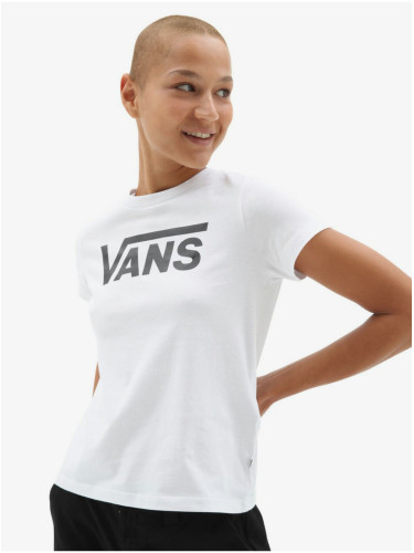White women's T-shirt with Vans Flying V Crew print
