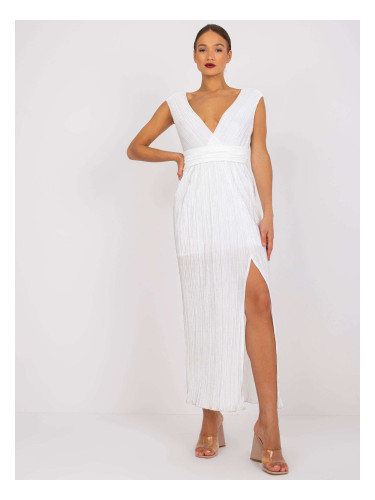 White pleated evening dress by Ewelina