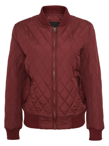 Women's Diamond Quilt Nylon Jacket Burgundy