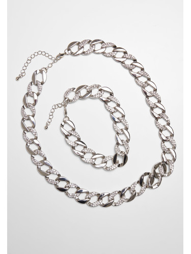 Basic set of necklace and bracelet - silver color