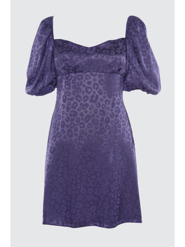 Trendyol люляк обратно подробни жакард сатенена рокля