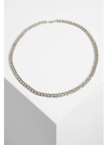 Necklace with rhinestones - silver color