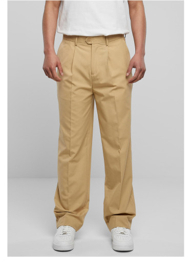 Straight pleated trousers in beige