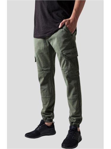 Washed Cargo Twill Jogging Pants Olive