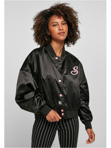 Women's Beginner Satin College Jacket Black
