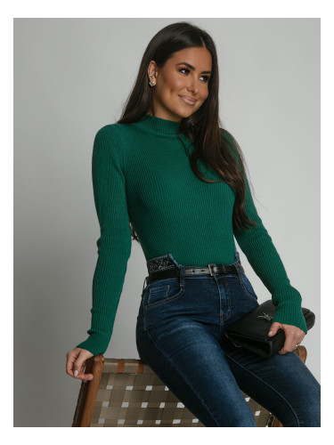 Women's fitted turtleneck bottle green