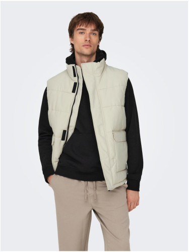 Light grey men's quilted vest ONLY & SONS Carl - Men