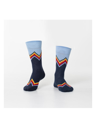 Men's dark blue socks with colorful zigzags