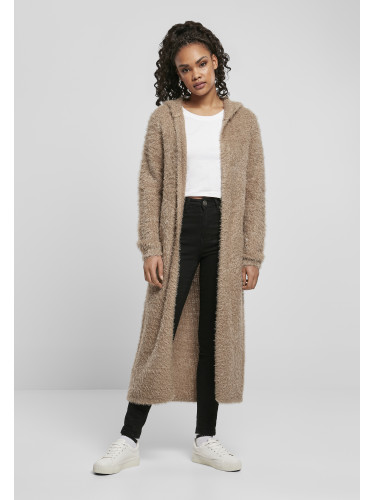 Women's hooded sweater made of soft feathers - beige