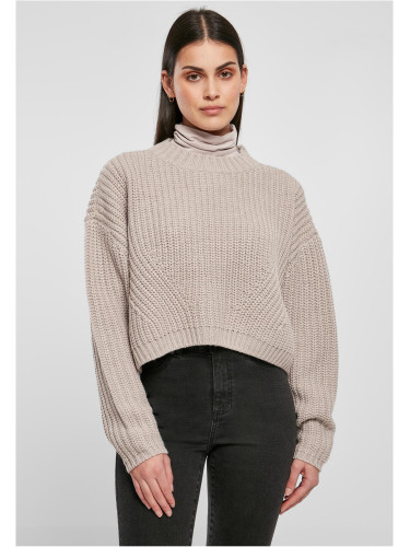 Women's wide oversize sweater in warm gray color