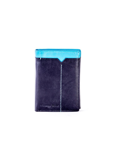 Black and blue men's leather wallet