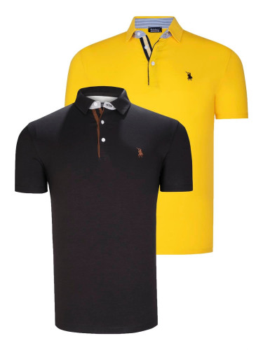 DUAL SET T8582 DEWBERRY MENS T-SHIRT-BLACK-YELLOW