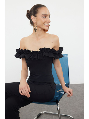 Trendyol Black Ruffle Collar Woven Jumpsuit