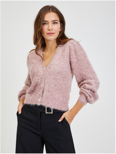 Pink Women's Cardigan with ORSAY Metallic Fibers - Womens