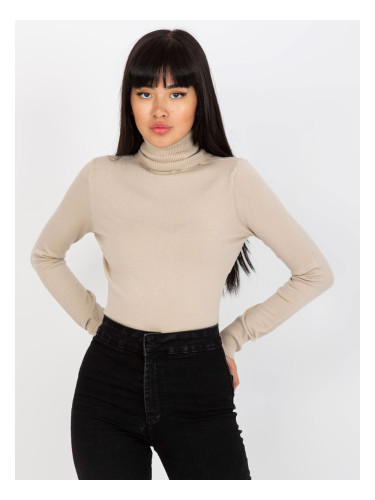 Monochrome beige turtleneck with long sleeves