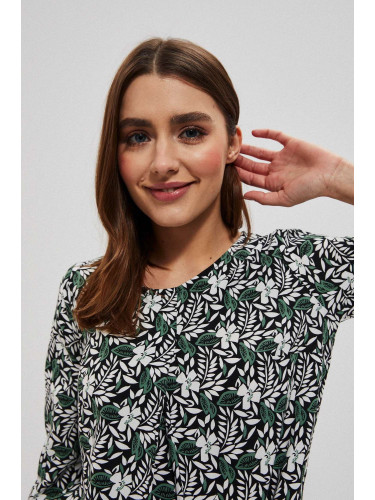 Marisse Shirt With A Plant Print L-Ko-3709 Black