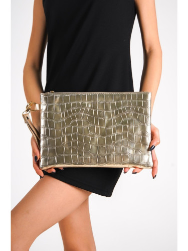 Capone Outfitters Patent Leather Crocodile Patterned Paris 220 Women's Clutch Bag