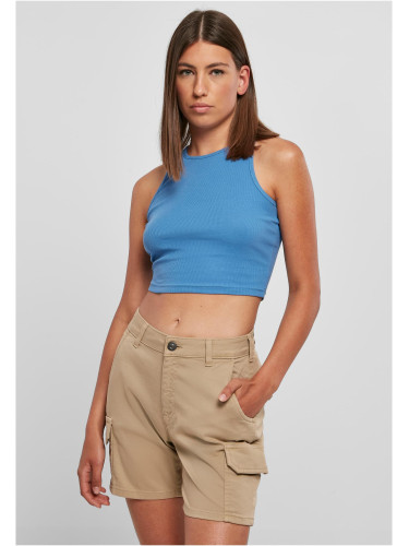 Women's top with cropped ribs horizon blue