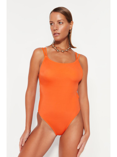 Trendyol нар цвете кръг врата ниско нарязани обратно редовни крак бански