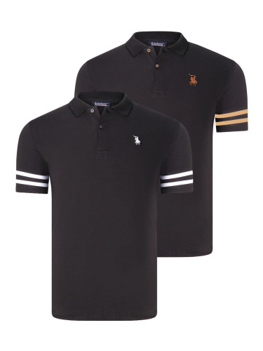 DOUBLE SET T8585 DEWBERRY MEN'S T-SHIRT-BLACK GLASS-BLACK WHITE