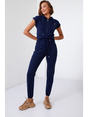 Women's Jumpsuit with Hood, Dark Blue