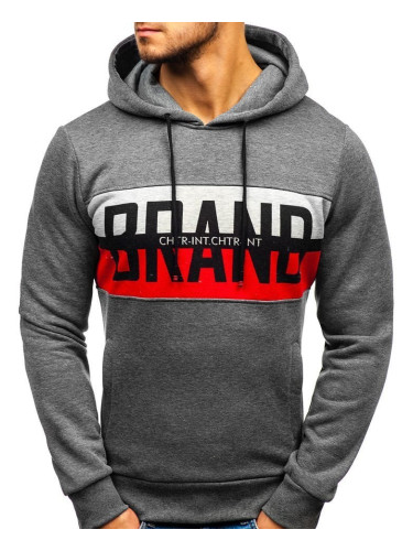 Men's hooded sweatshirt "BRAND" KS1803 - dark grey,
