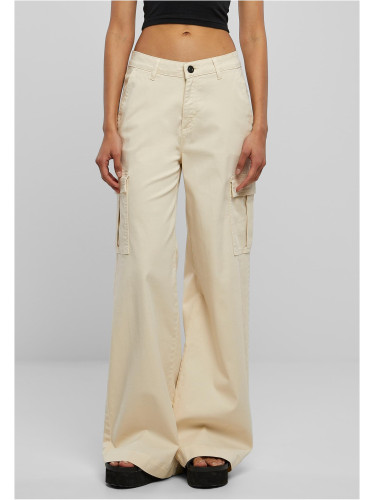 Women's high-waisted and wide-waisted twill trousers Cargo Cargo whitesand