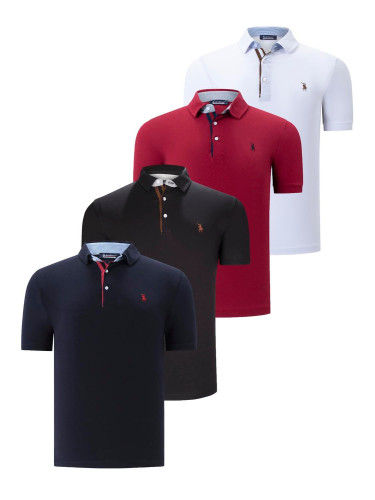 QUAD SET T8582 DEWBERRY MENS T-SHIRT-BLACK-WHITE-NAVY BLUE-BURGUNDY