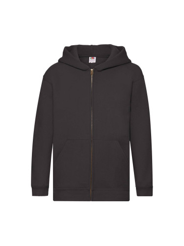 Black Kids Hoodie Zip Through Hooded Sweat Fruit of the Loom