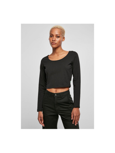 Women's Organic Black Long Sleeve Wide Neck